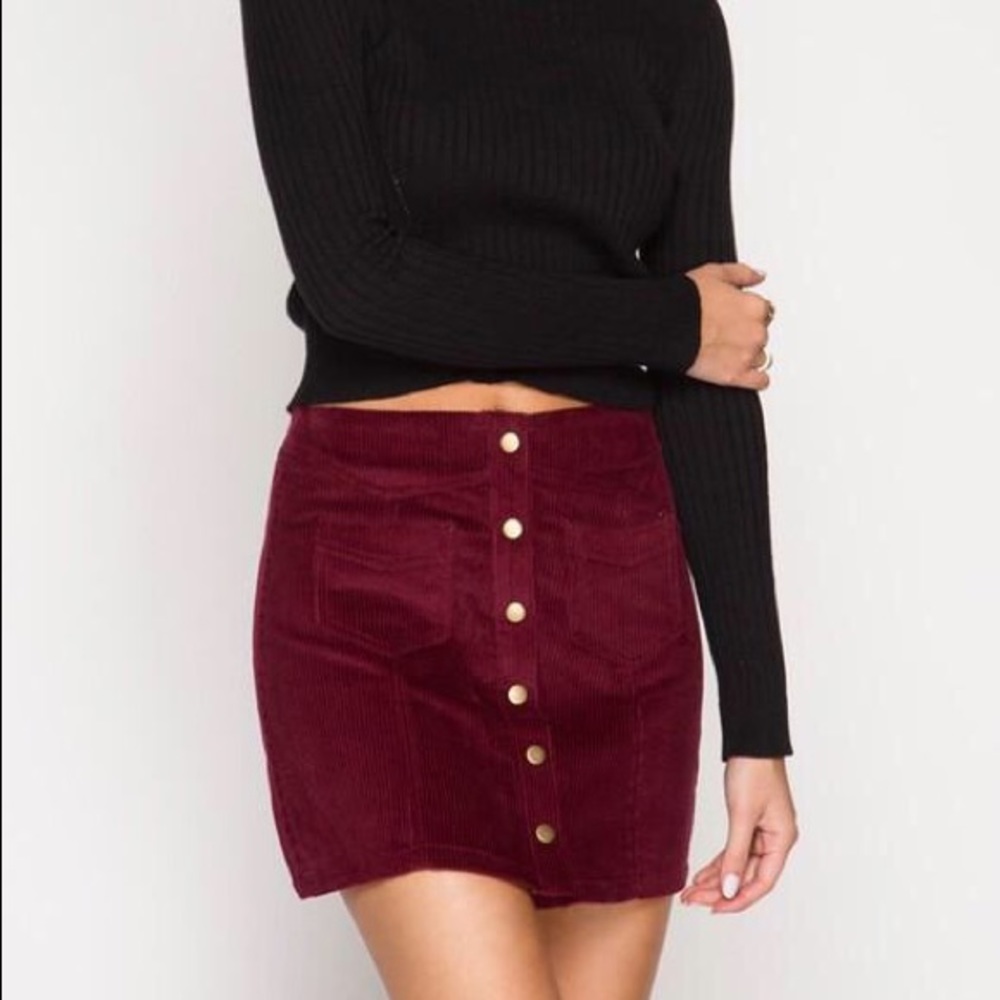 Corduroy Button Down Skirt